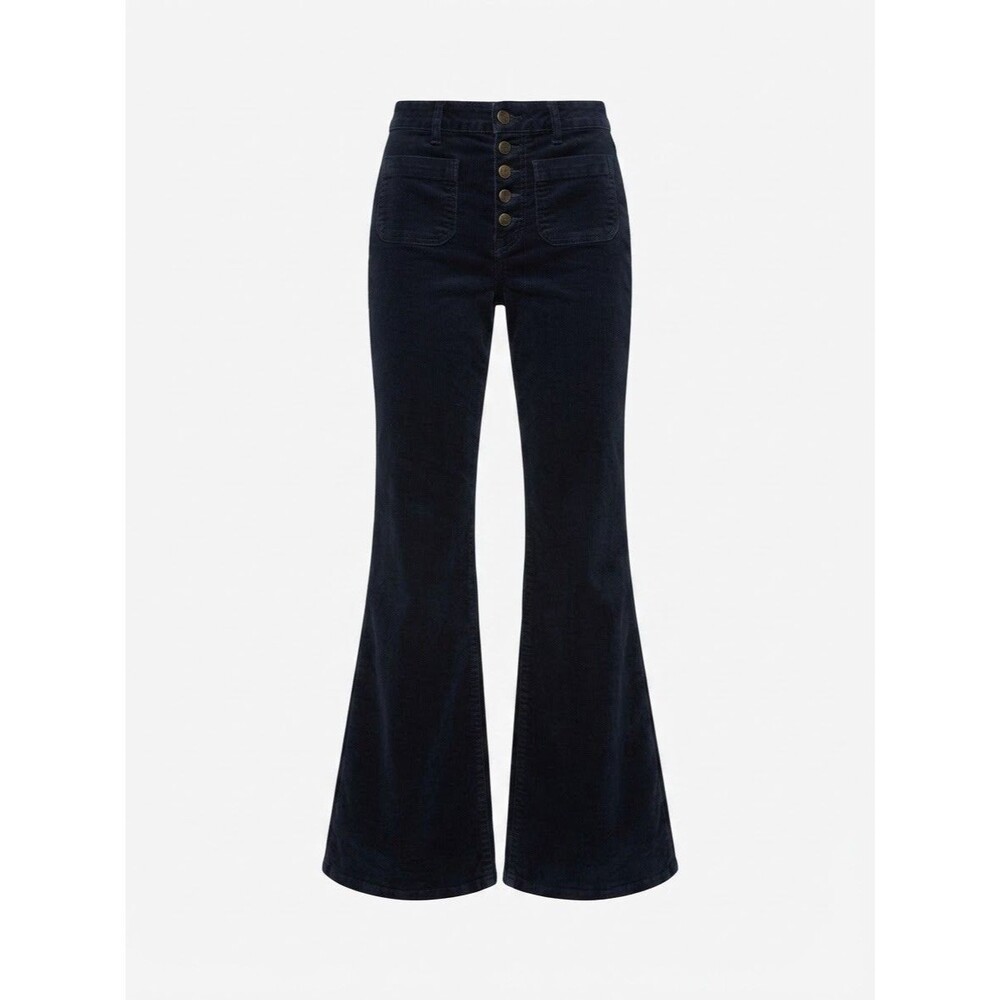 American Eagle Blue/Grey Corduroy Button-fly Super Hi-rise Flare Jeans Womens 4R